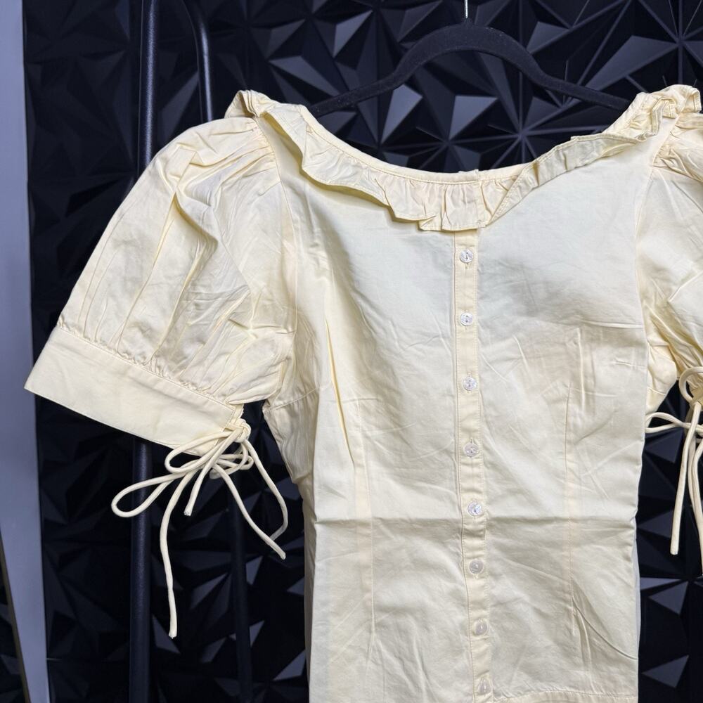 Damson Madder Anke Blouse UK 10 US 6 Butter Yellow Organic Cotton - Picture 3 of 9